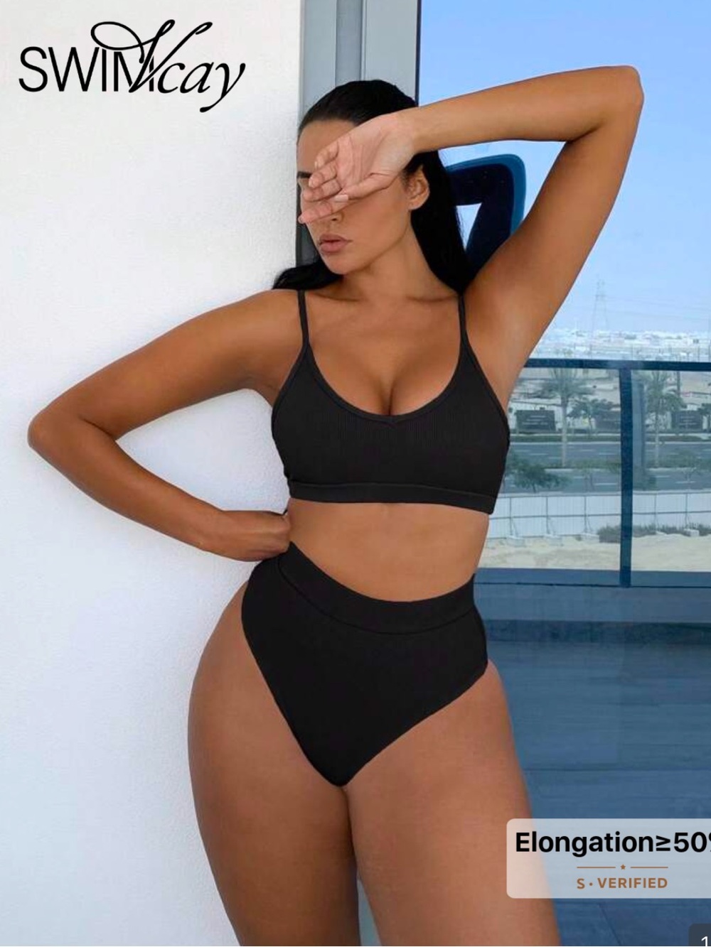 Shein - Black Two-Piece High-Waist Bikini Set